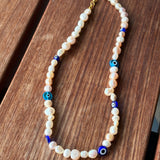 Evil Eye Pearl Necklace