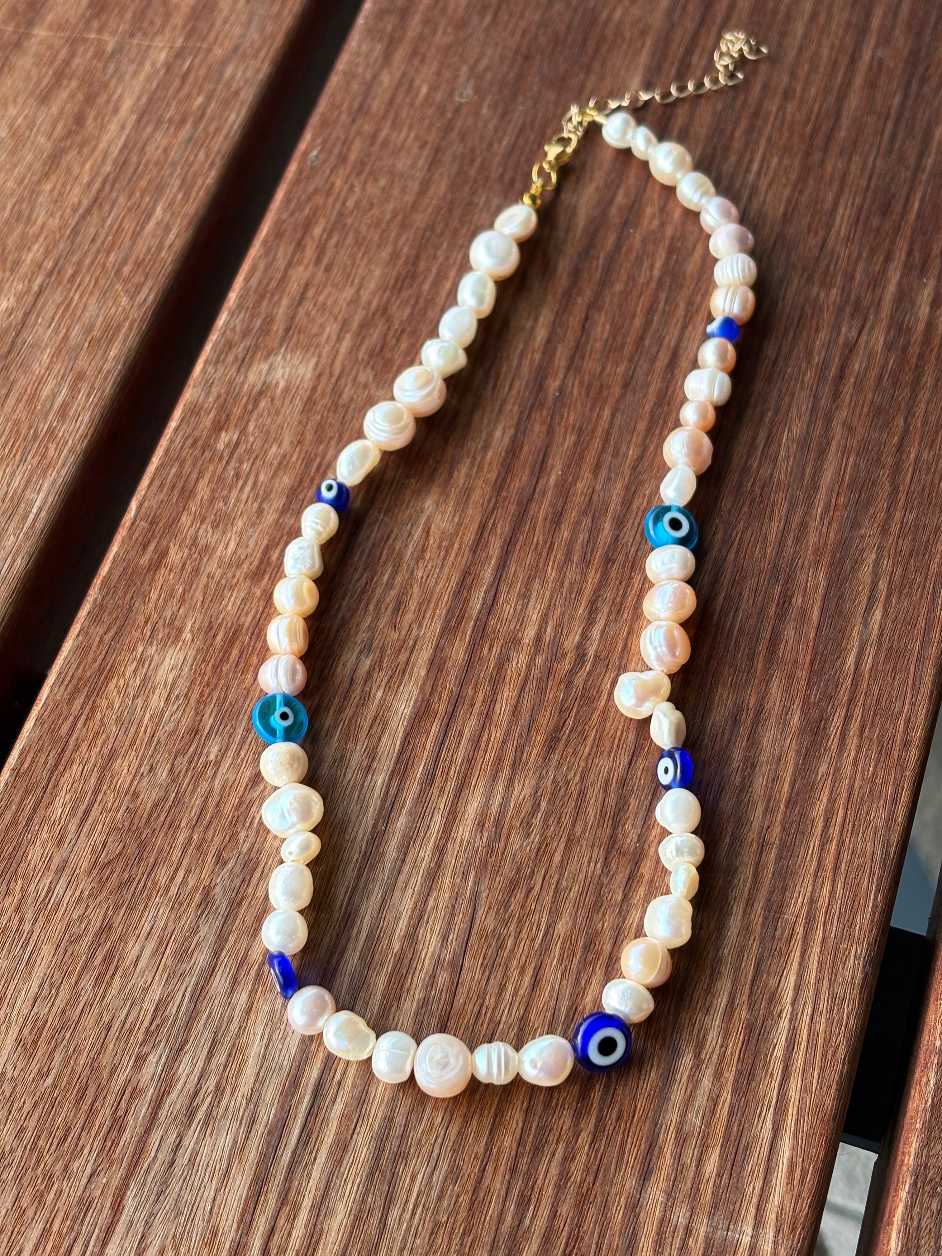 Evil Eye Pearl Necklace